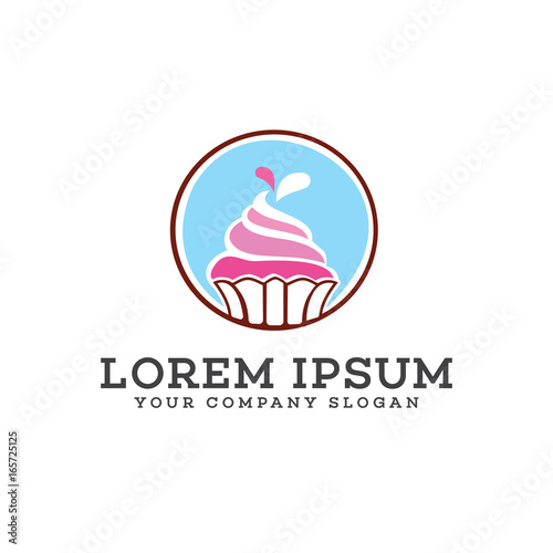 Ice cream cake logo design concept template