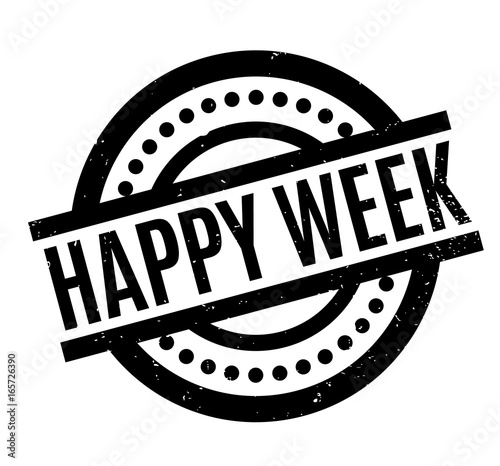 Happy Week rubber stamp. Grunge design with dust scratches. Effects can be easily removed for a clean, crisp look. Color is easily changed.