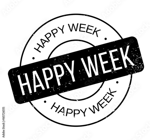 Happy Week rubber stamp. Grunge design with dust scratches. Effects can be easily removed for a clean, crisp look. Color is easily changed.
