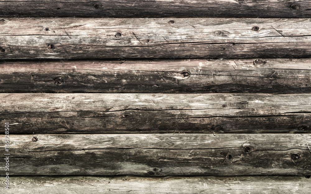 Obraz premium Natural brown log cabin wood wall. Wall texture background pattern.