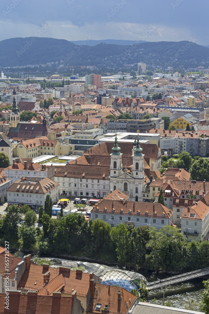 Panoramic view to Graz, Austria