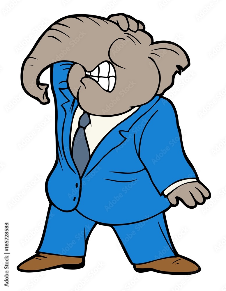 Elephant in a suit doing a facepalm, Republican headache