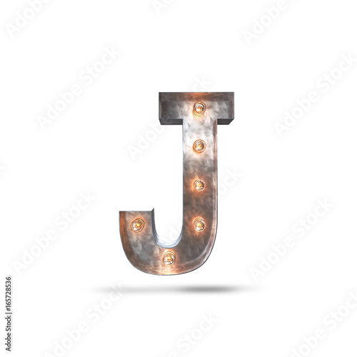 J METAL LETTER WITH LIGHT BULBS 
