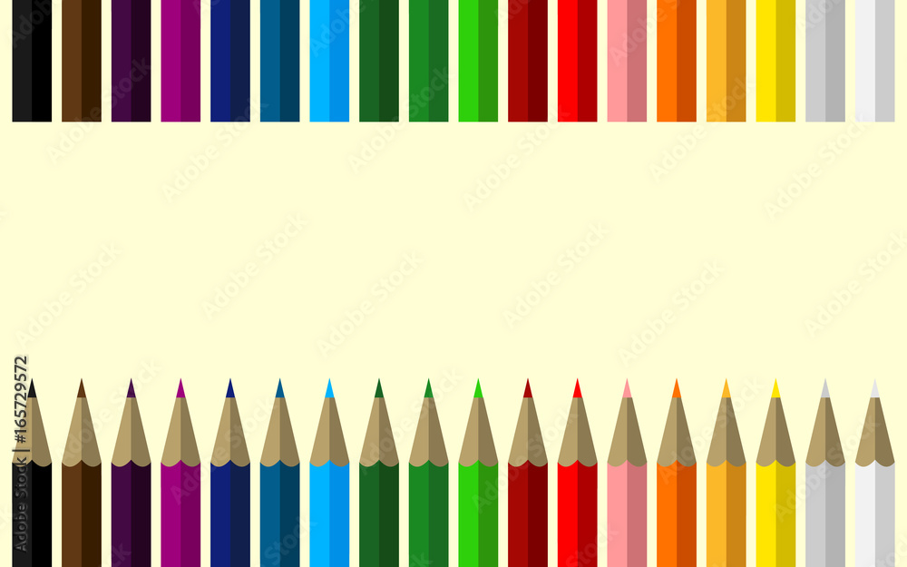 Obraz premium Set of Colored Pencils in a Row with Space for Your Content Inside