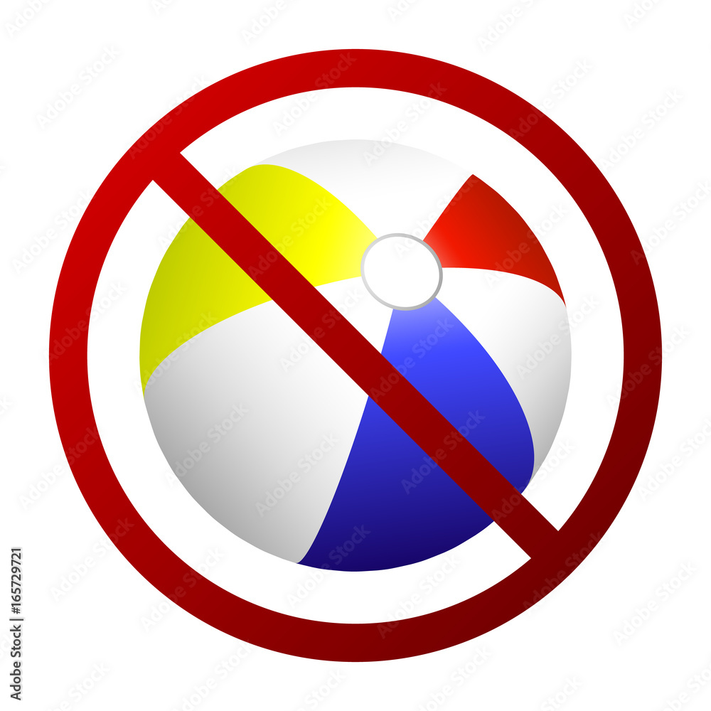 Beach Ball Playing Forbidden Sign Isolated Beach Ball Playing Forbidden Sign Isolated