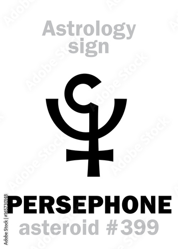 Astrology Alphabet: PERSEPHONE, asteroid #399. Hieroglyphics character sign (single symbol).