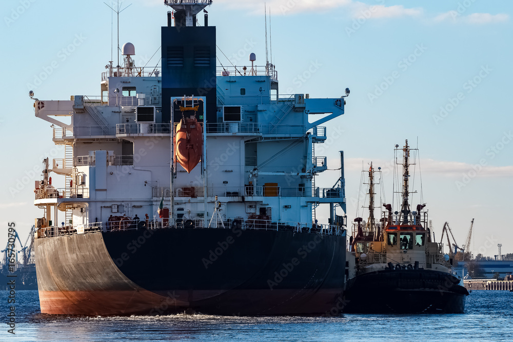 Black cargo ship