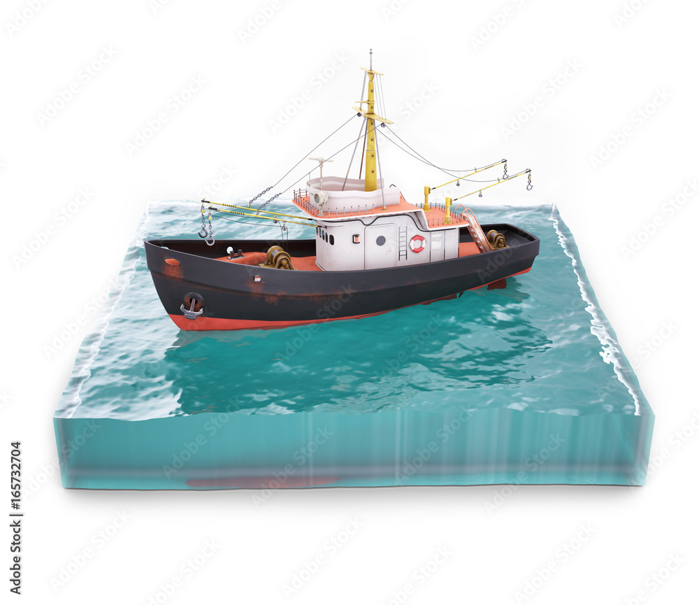 Fototapeta premium Boat on sea surface