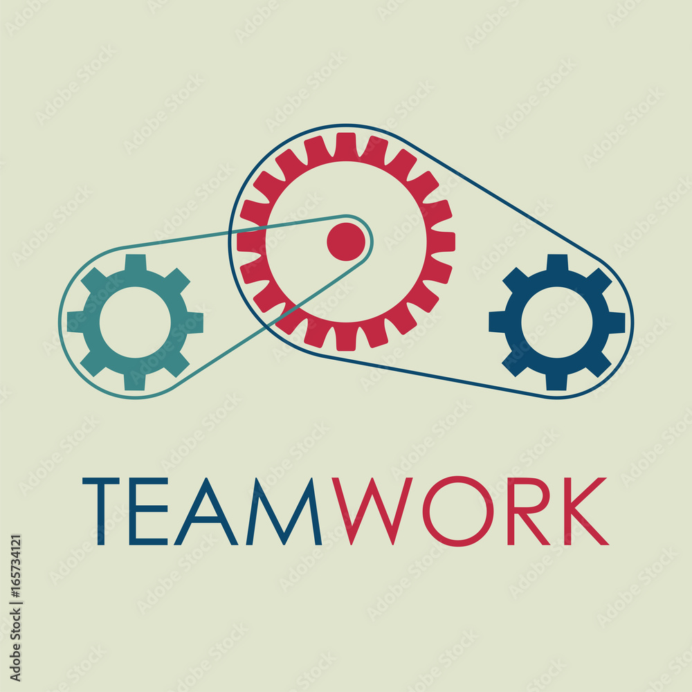 Teamwork with gears concept. Vector Illustration.
