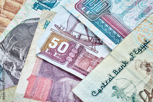 Close up picture of Egyptian pounds, shallow depth of field.
