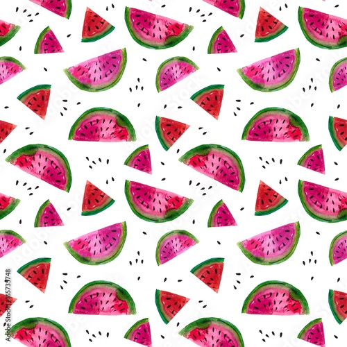 Watercolor Watermelon Seamless Repeat Pattern