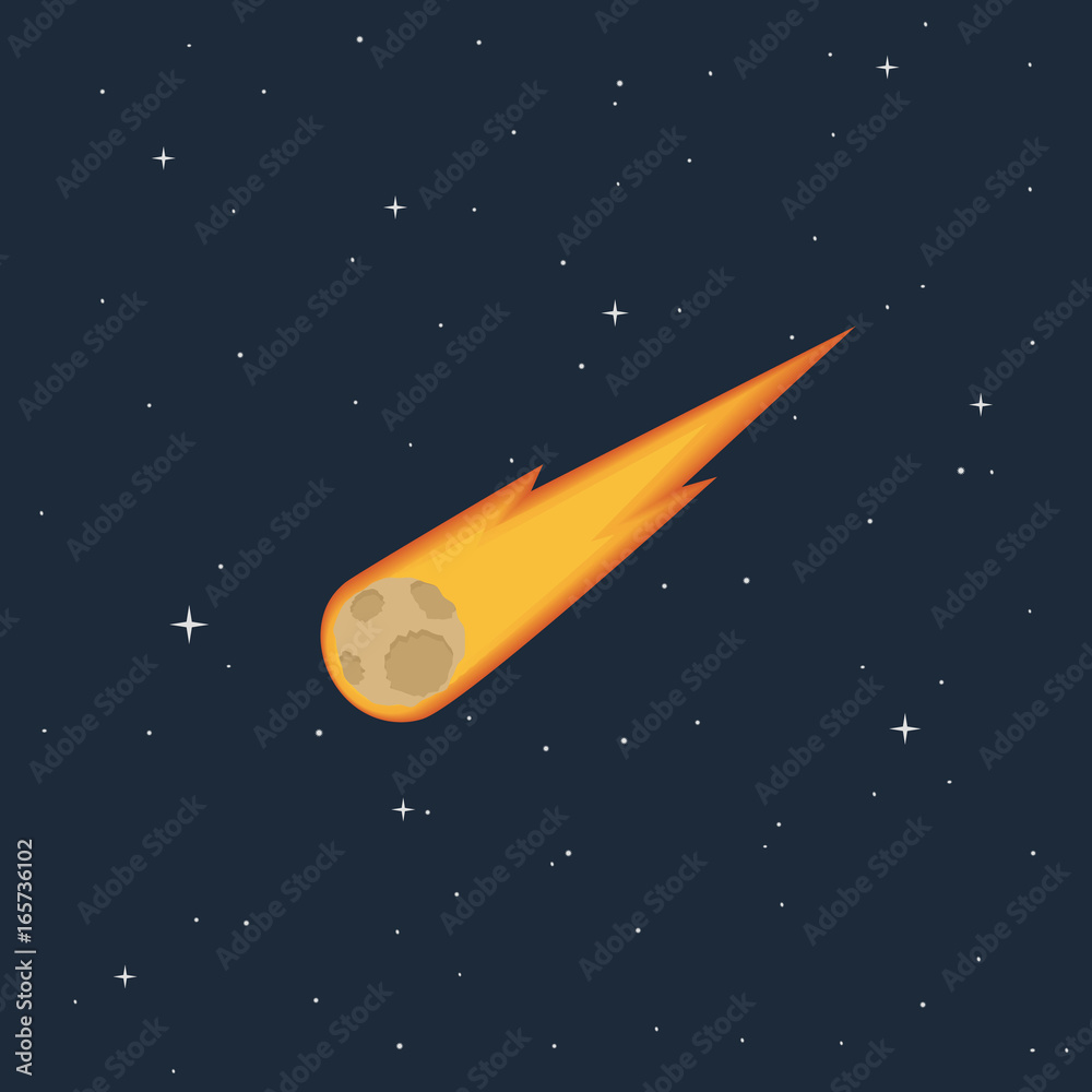 burning comet flying in space  - obrazy, fototapety, plakaty 