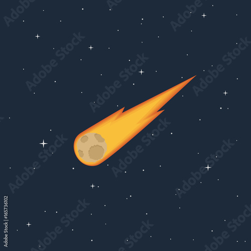burning comet flying in space  photo