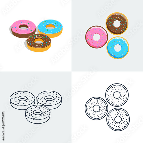 Set of colorful donut icons