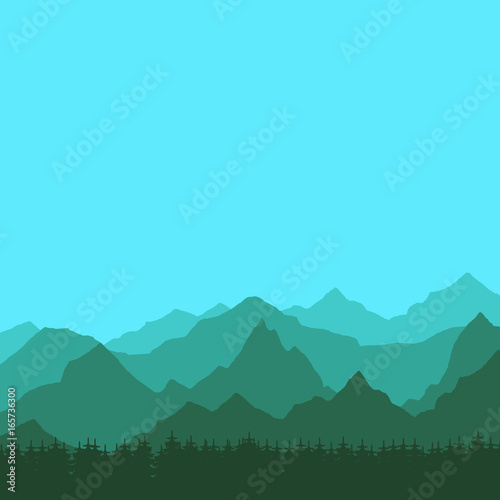 Background with green and blue mountain peaks © kalen
