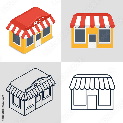 Set of icons of a small shop