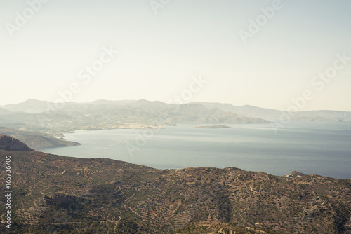 sea, mountains landscape, view from top of the mountain