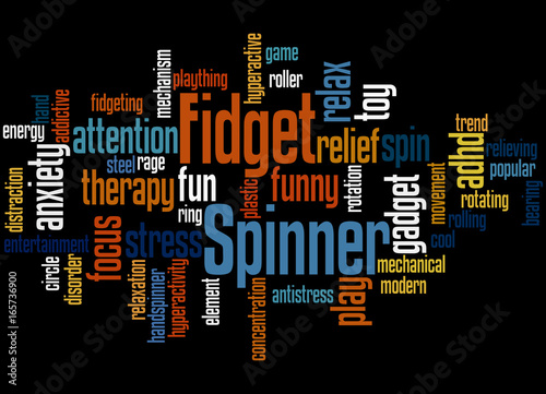 Fidget spinner, word cloud concept 2 photo