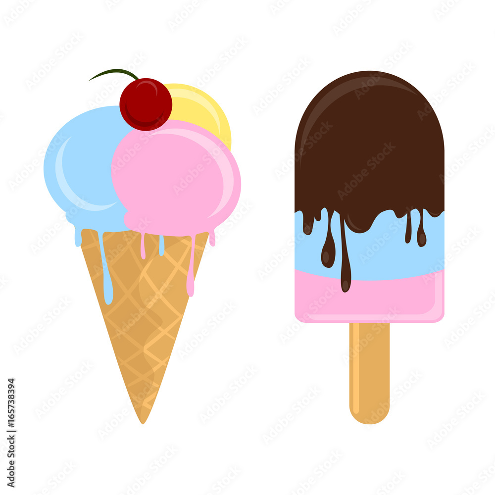 Fruit ice cream isolated vector set on the white background Fruit ice cream isolated vector set on the white background