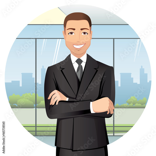 Fotografie Business man standing in office, smiling