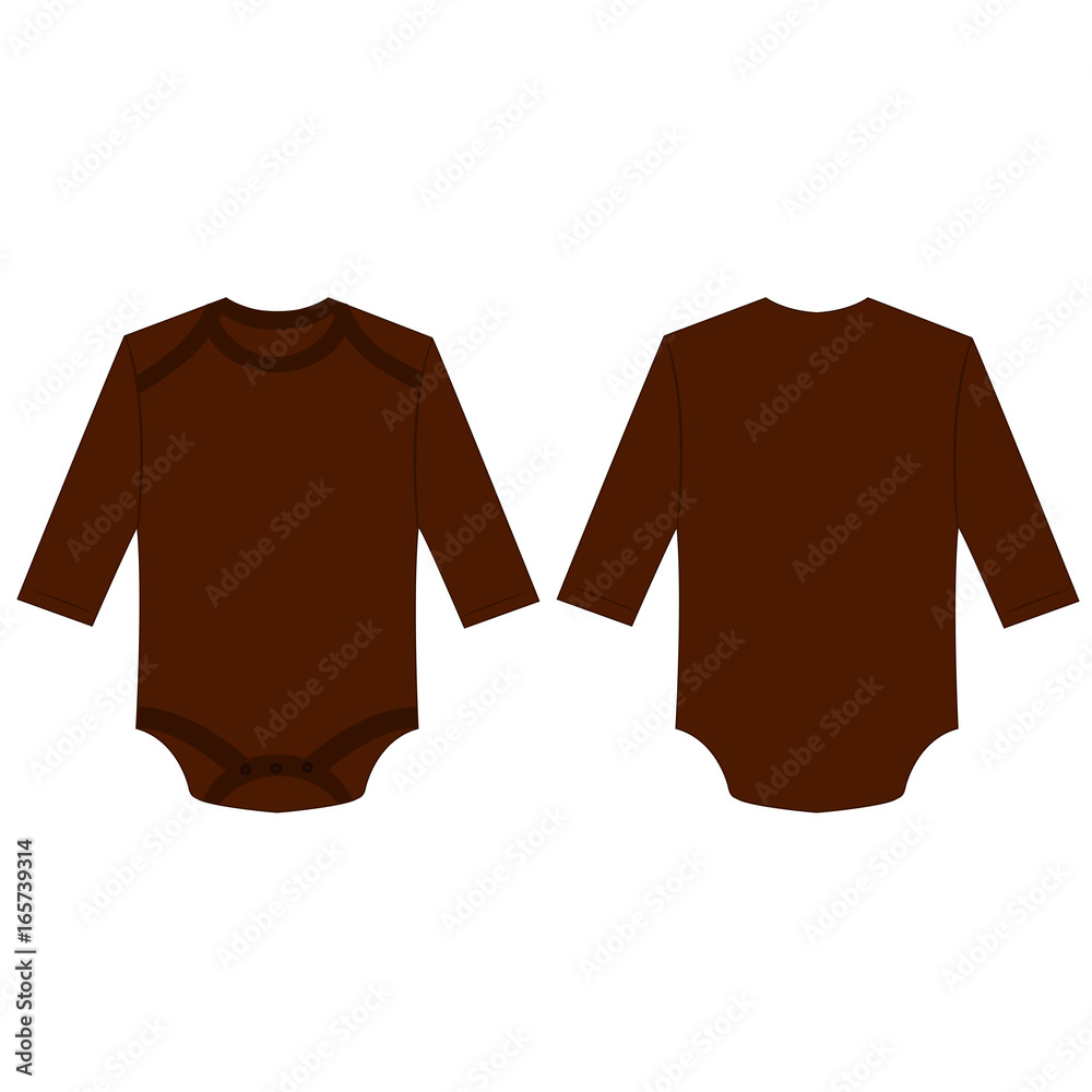 brown long sleeve back and front baby romper bodysuit isolated vector brown long sleeve back and front baby romper bodysuit isolated vector