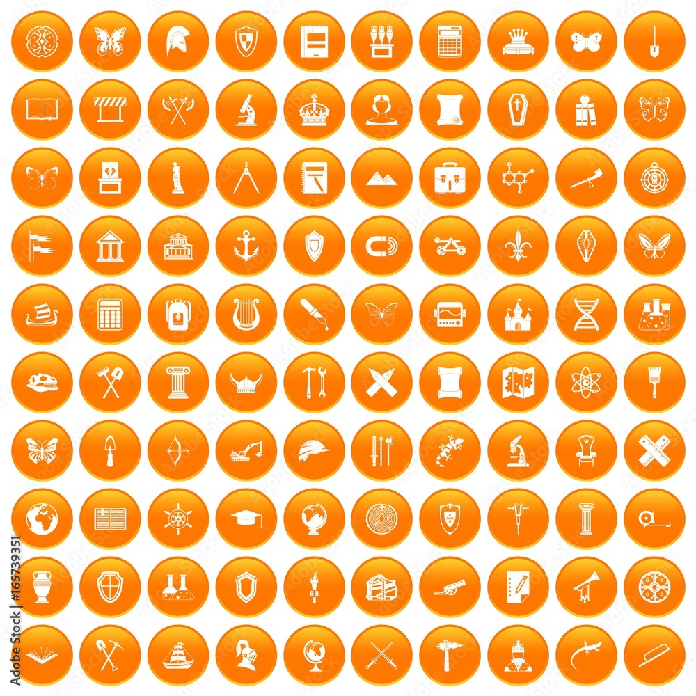 100 archeology icons set orange 100 archeology icons set orange