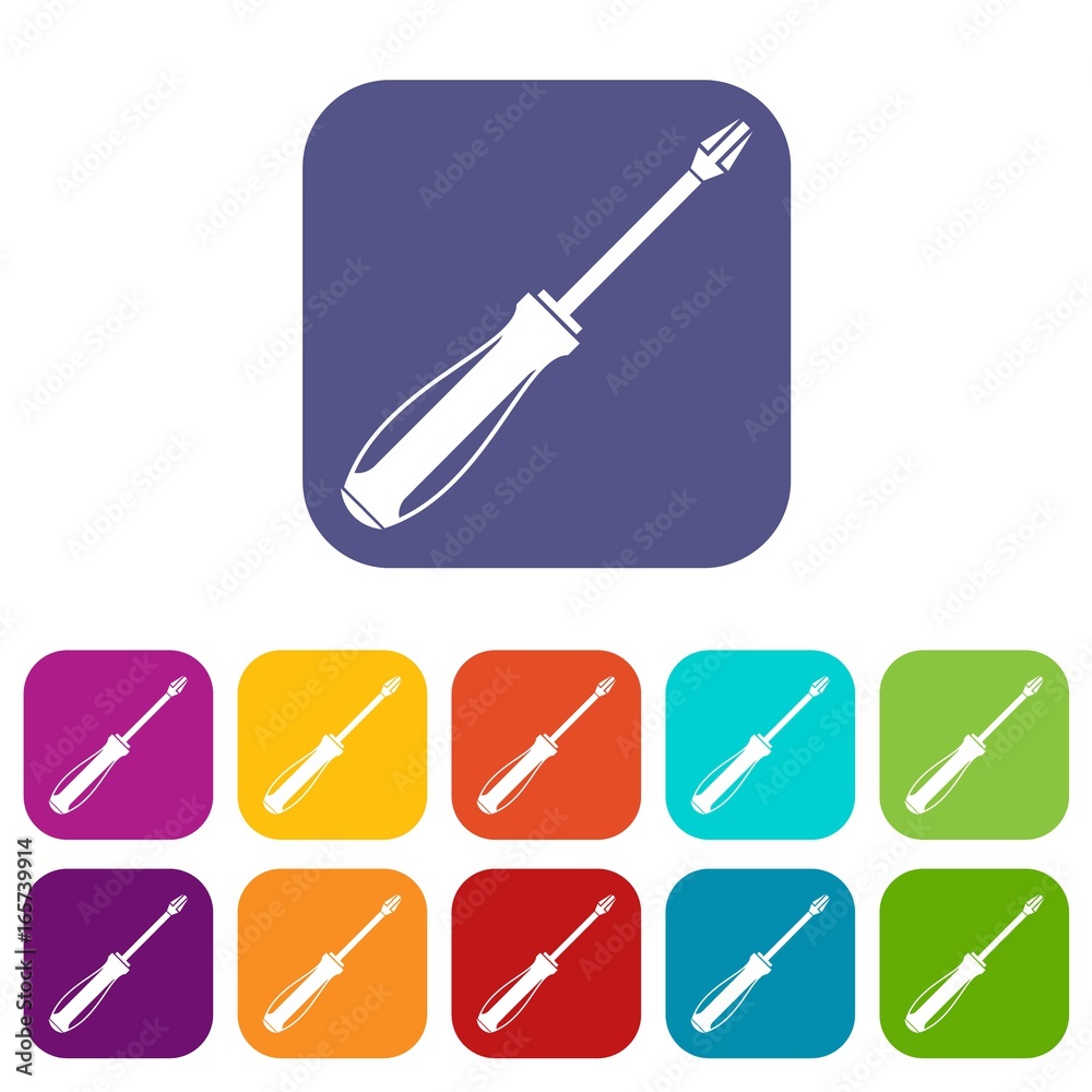 Screwdriver icons set Screwdriver icons set