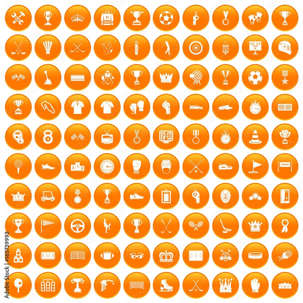 100 awards icons set orange 100 awards icons set orange