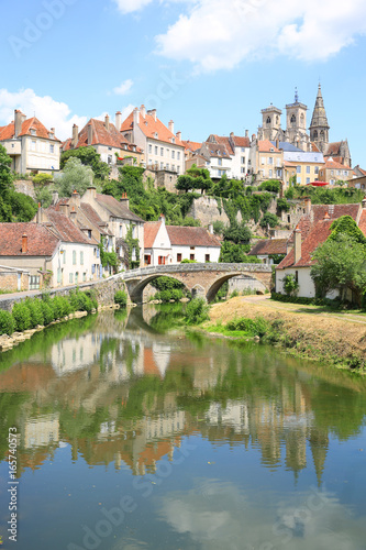 The river Armancon in Semur-en-Auxois, Burgundy, France