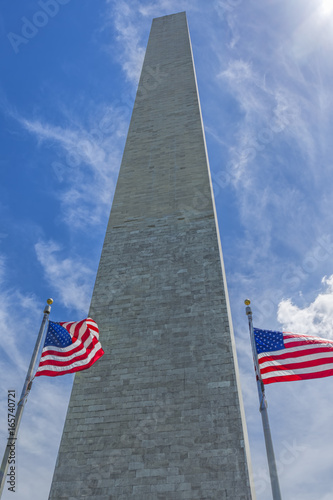 Washington Monument and old glory.