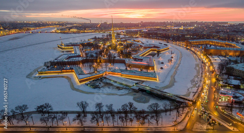Εκτύπωση καμβά Aerial view, Peter and Paul Fortress, Neva river, Saint Petersburg, Russia