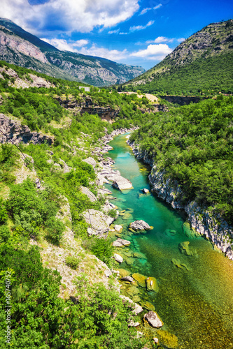 Fototapeta Naklejka Na Ścianę i Meble -  top view of mountain river and canyon. the Tara river canyon, Durmitor national Park, Montenegro