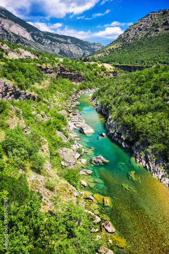 top view of mountain river and canyon. the Tara river canyon, Durmitor national Park, Montenegro