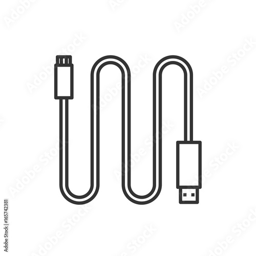 Mini USB cable linear icon