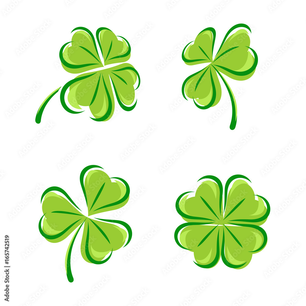 Fototapeta premium Leaf clover set. Vector