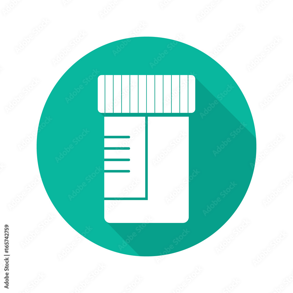Medical tests jar flat design long shadow glyph icon Medical tests jar flat design long shadow glyph icon