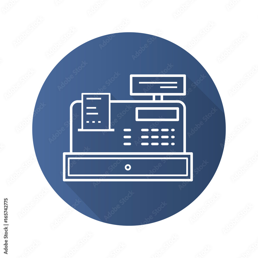 Cash register flat linear long shadow icon Cash register flat linear long shadow icon