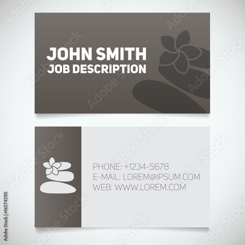 Business card print template with stones for massage logo