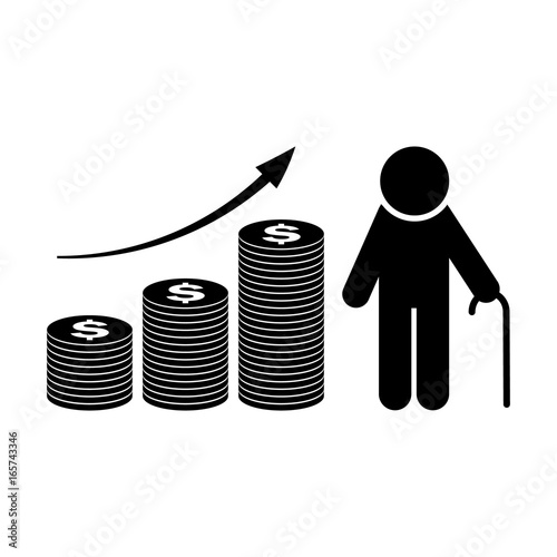 Pension fund growth icon. Retirement plan. Vector