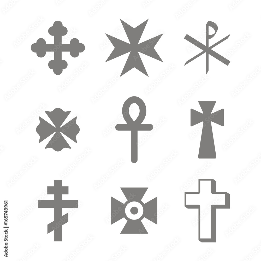 Obraz premium monochrome icons set with christian cross for your design