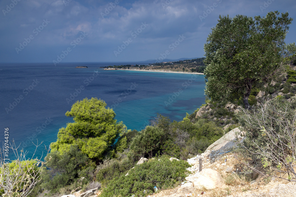 Panoramic view of Agios Ioannis Beach at Sithonia peninsula, Chalkidiki,  Central Macedonia, Greece Stock Photo | Adobe Stock