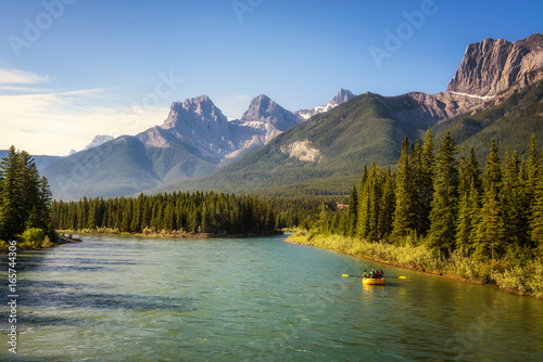 Rafting on the Bow River near Canmore in Canada photo
