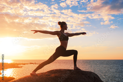 caucasian fitness woman practicing yoga