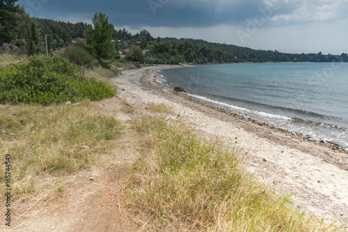 Panoramic view of Litheri Beach at Sithonia peninsula  Chalkidiki  Central Macedonia  Greece