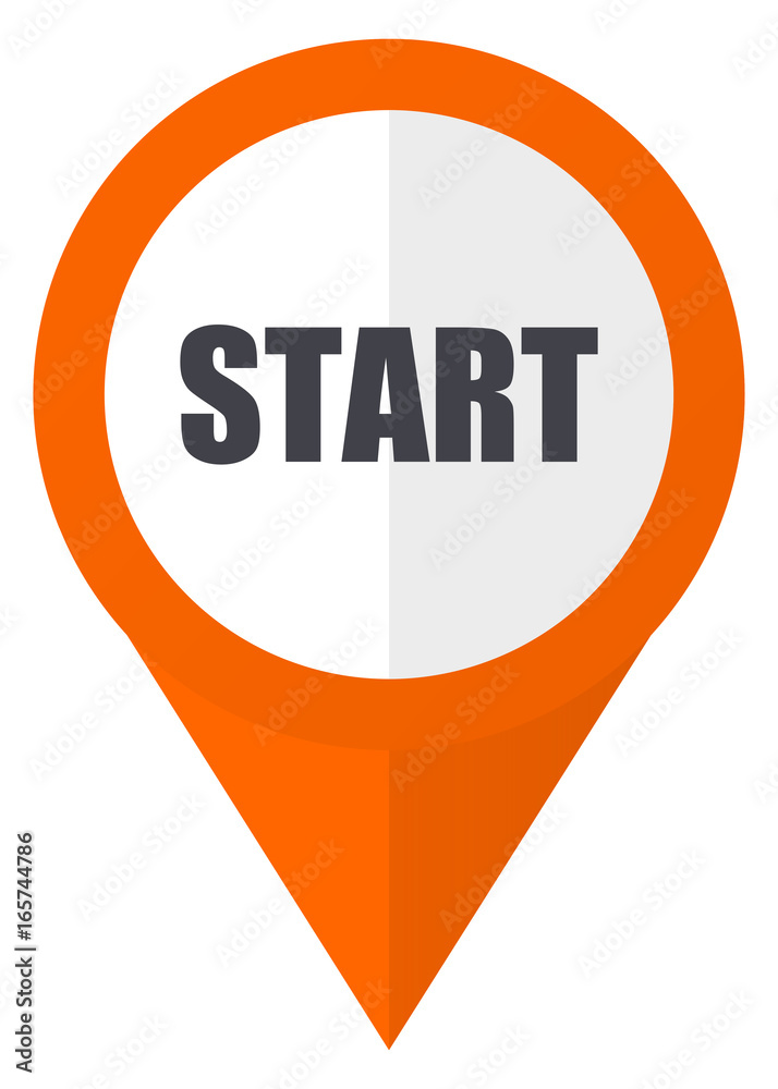 Start orange pointer vector icon in eps 10 isolated on white background. Start orange pointer vector icon in eps 10 isolated on white background.