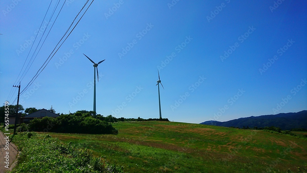 稲葉山牧場の風力発電