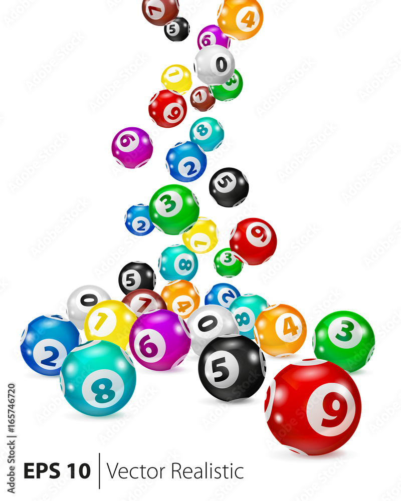 Vector Colorful Bingo balls fall randomly. Lottery Number Balls