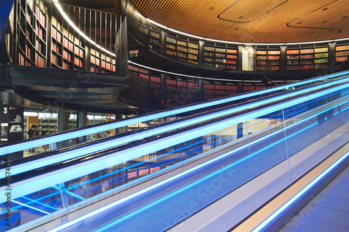 Birmingham library colorful interior with escalator photo