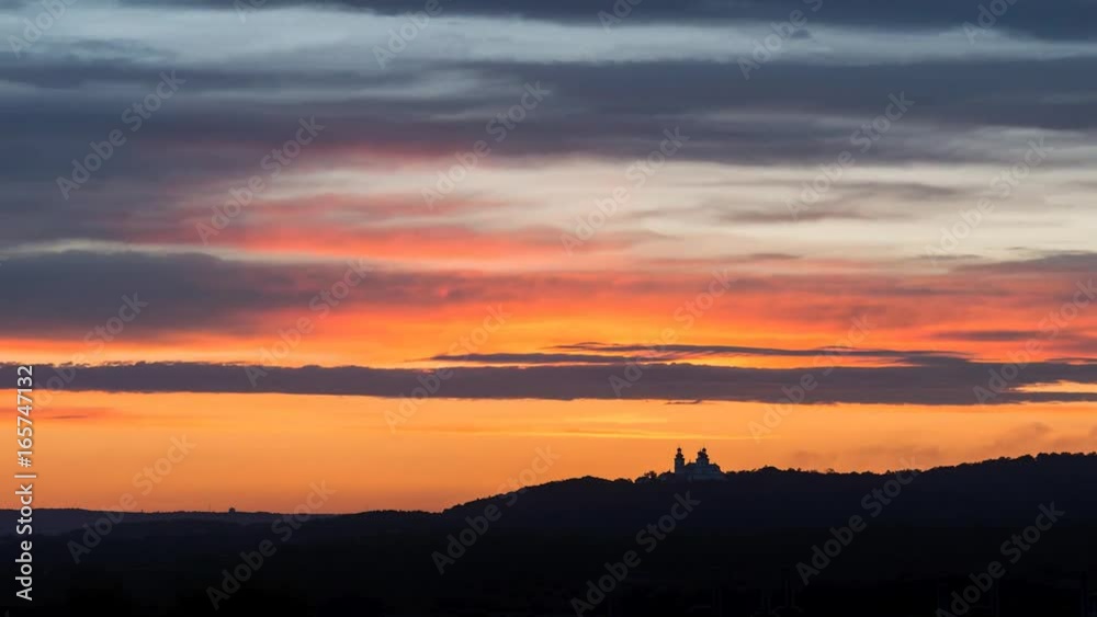 Beautiful sunset with colorful clouds, time lapse, Krakow, Poland Beautiful sunset with colorful clouds, time lapse, Krakow, Poland