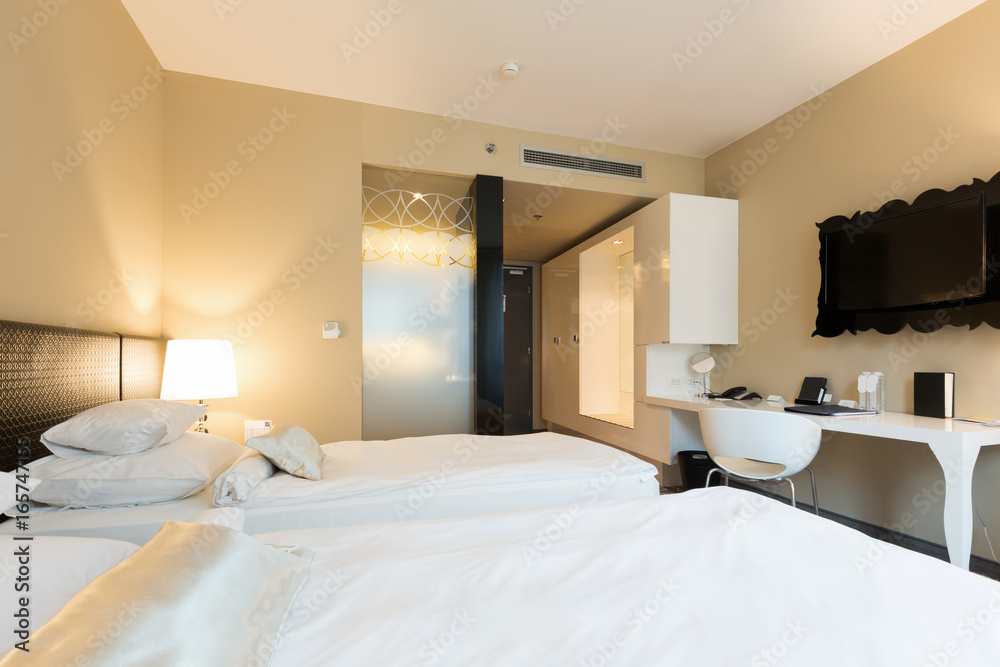 Interior of a luxury hotel bedroom Interior of a luxury hotel bedroom